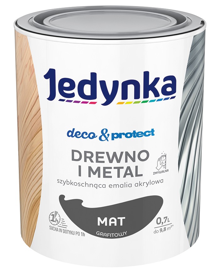 Jedynka Deco&Protect Drewno i Metal Mat Grafitowy 0,7L - Idealna Ochrona Jedynka Deco&Protect Drewno i Metal Mat Grafitowy 0,7L - Idealna Ochrona