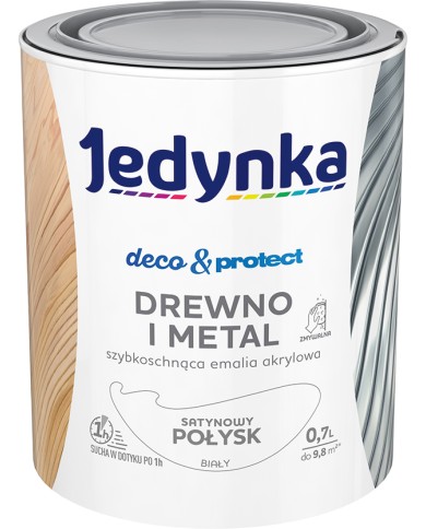 Jedynka Deco&Protect Drewno i Metal 0,7L Satynowy Połysk Biały Jedynka Deco&Protect Drewno i Metal 0,7L Satynowy Połysk Biały