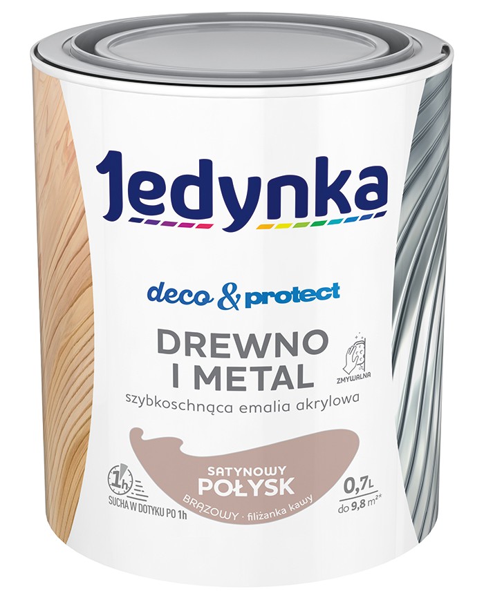 Jedynka Deco&Protect Drewno i Metal 0,7L Brązowy Satynowy Połysk Jedynka Deco&Protect Drewno i Metal 0,7L Brązowy Satynowy Połysk