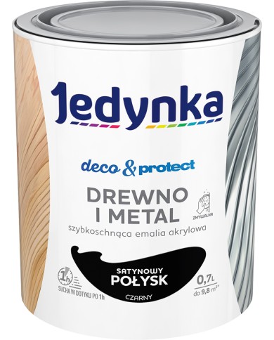 Jedynka Deco&Protect Drewno i Metal Satynowy Połysk Czarny 0,7L Jedynka Deco&Protect Drewno i Metal Satynowy Połysk Czarny 0,7L