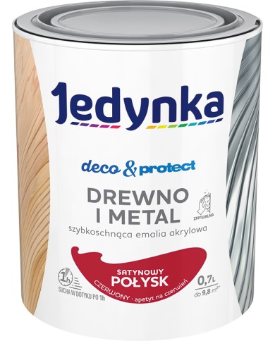 Jedynka Deco&Protect: Drewno i Metal Satynowy Połysk Czerwony 0,7L Jedynka Deco&Protect: Drewno i Metal Satynowy Połysk Czerwony 0,7L