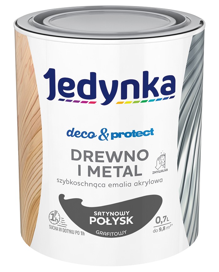 Jedynka Deco&Protect Drewno i Metal Satynowy Połysk 0,7L Grafitowy Jedynka Deco&Protect Drewno i Metal Satynowy Połysk 0,7L Grafitowy