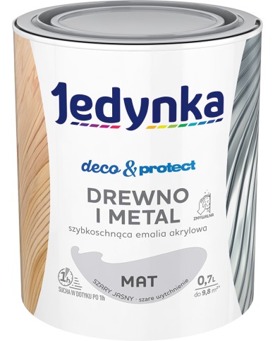 Jedynka Deco&Protect Drewno i Metal Mat Szary Jasny 0,7L - Farba Jedynka Deco&Protect Drewno i Metal Mat Szary Jasny 0,7L - Farba
