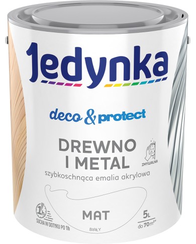Jedynka Deco&Protect Drewno i Metal Mat Biały 5L - Najlepsza Ochrona Jedynka Deco&Protect Drewno i Metal Mat Biały 5L - Najlepsza Ochrona