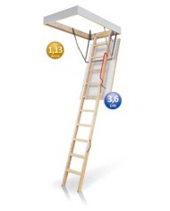 Schody strychowe OptiStep OLA 60x120 z białą klapą i poręczą Schody strychowe OptiStep OLA 60x120 z białą klapą i poręczą