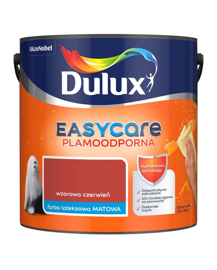 AKZO DULUX EASY CARE Wzorowa Czerwień 2,5L - Farba do wnętrz AKZO DULUX EASY CARE Wzorowa Czerwień 2,5L - Farba do wnętrz