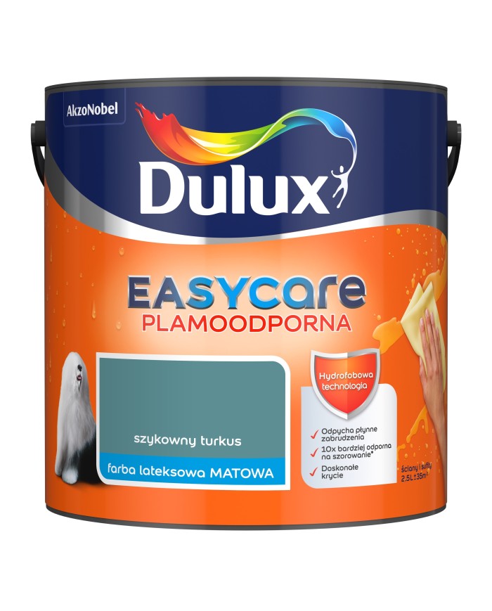 AKZO DULUX EASY CARE Turkus 2,5L - Szykowna farba do wnętrz AKZO DULUX EASY CARE Turkus 2,5L - Szykowna farba do wnętrz