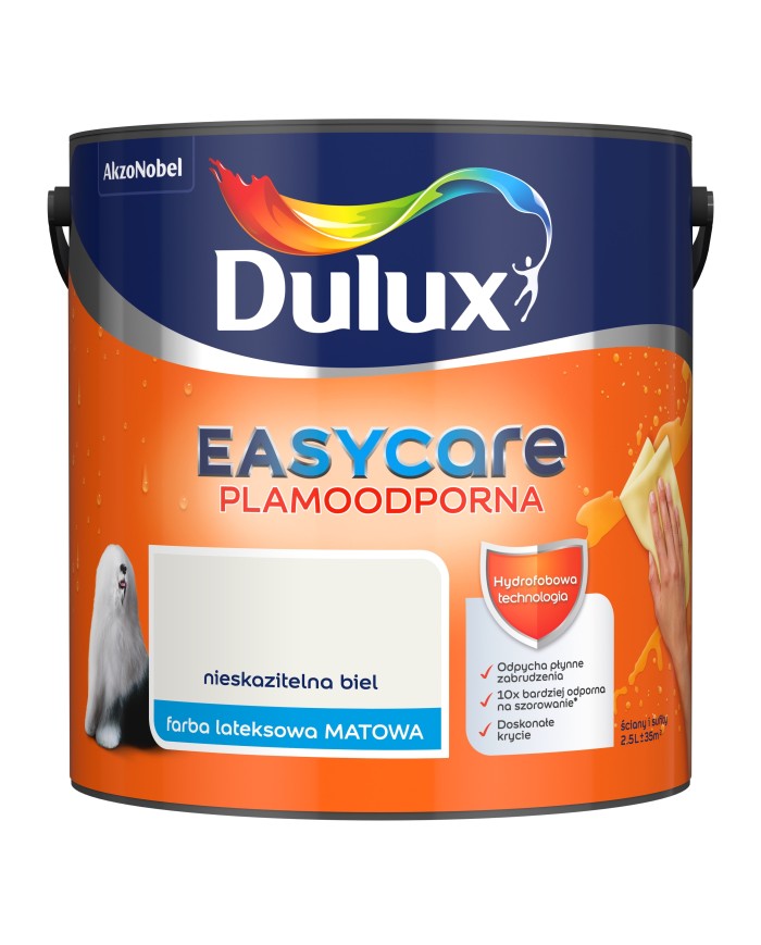 AKZO DULUX EASY CARE Nieskazitelna Biel 2,5L - Farba do wnętrz AKZO DULUX EASY CARE Nieskazitelna Biel 2,5L - Farba do wnętrz