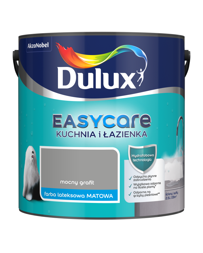 AKZO DULUX EASYCARE Kuch.&Łaz. Mocny grafit 2,5L - Farba AKZO DULUX EASYCARE Kuch.&Łaz. Mocny grafit 2,5L - Farba