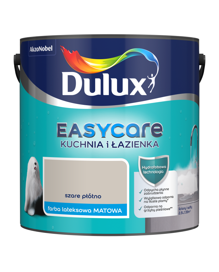 AKZO DULUX EASYCARE Szare Płótno 2,5L - Farba do Kuchni i Łazienki AKZO DULUX EASYCARE Szare Płótno 2,5L - Farba do Kuchni i Łazienki