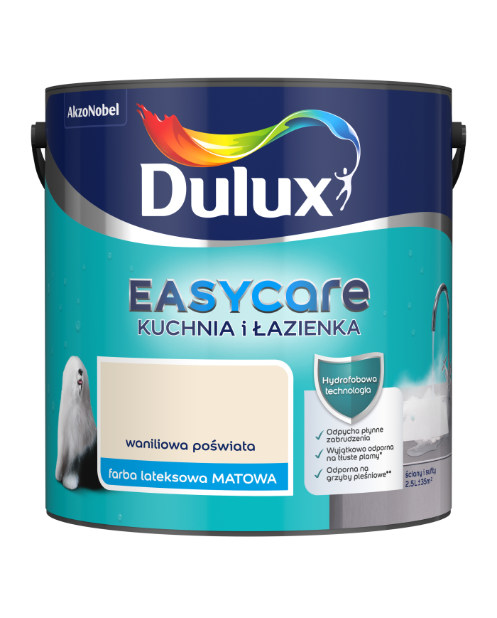 AKZO DULUX EASYCARE Waniliowa Poświata 2,5L - Kuchnia i Łazienka AKZO DULUX EASYCARE Waniliowa Poświata 2,5L - Kuchnia i Łazienka
