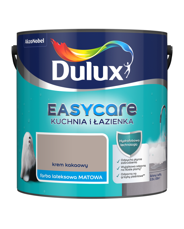 AKZO DULUX EASYCARE Krem Kakaowy 2,5L - Farba do Kuchni i Łazienki AKZO DULUX EASYCARE Krem Kakaowy 2,5L - Farba do Kuchni i Łazienki