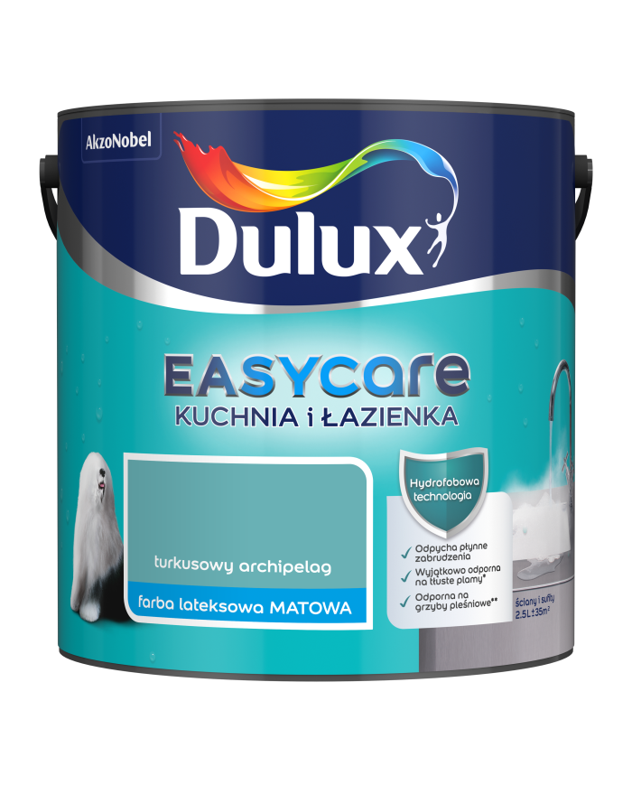 AKZO DULUX EASYCARE Turkusowy Archipelag 2,5L - Farba do Kuchni AKZO DULUX EASYCARE Turkusowy Archipelag 2,5L - Farba do Kuchni