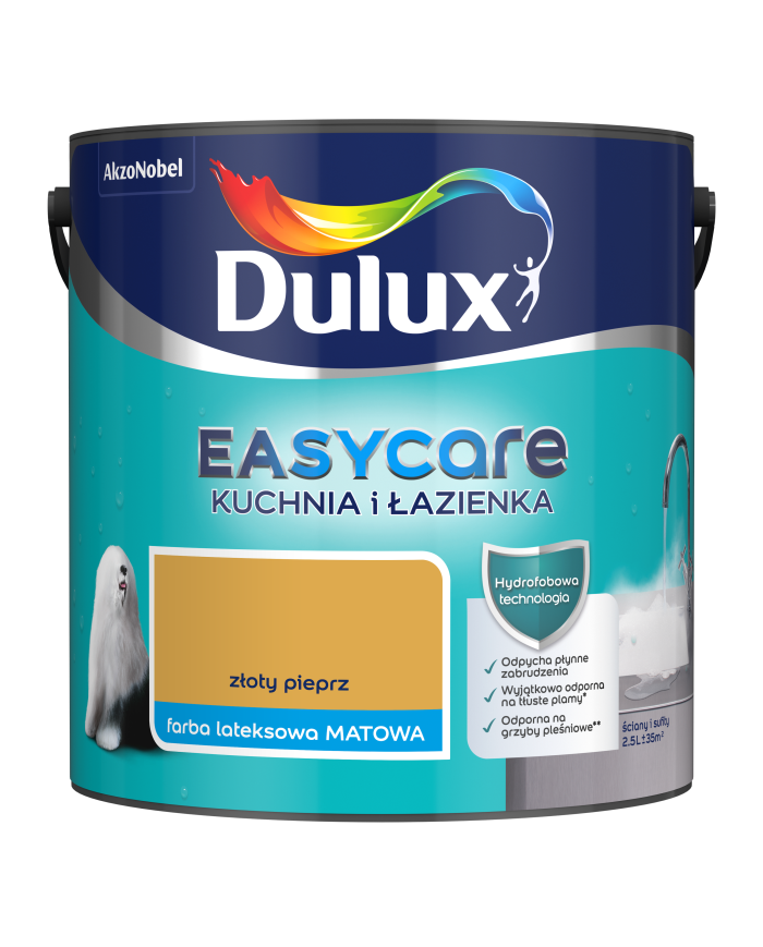 AKZO DULUX EASYCARE Złoty Pieprz 2,5L - Farba do Kuchni i Łazienki AKZO DULUX EASYCARE Złoty Pieprz 2,5L - Farba do Kuchni i Łazienki