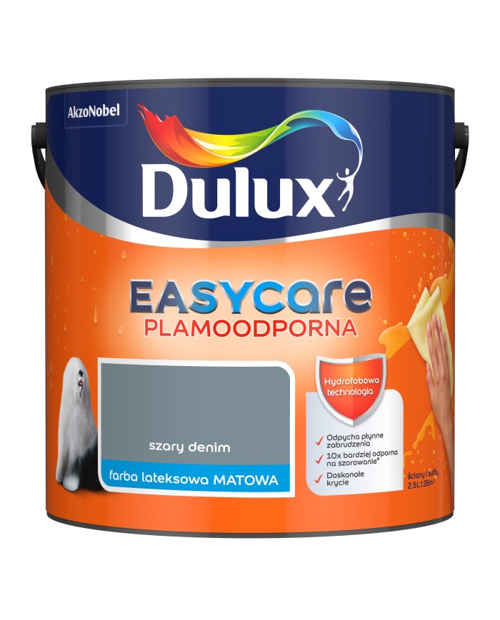 AKZO DULUX EASY CARE Szary Denim 2,5L - Farba do wnętrz