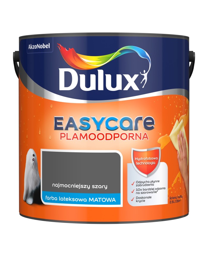 AKZO DULUX EASY CARE - Najmocniejszy szary 2,5L | Farba do wnętrz