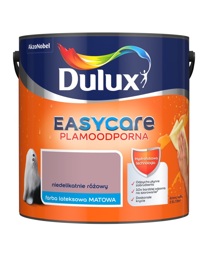 AKZO DULUX EASY CARE Niedelikatnie Różowy 2,5L - Farba do Ścian AKZO DULUX EASY CARE Niedelikatnie Różowy 2,5L - Farba do Ścian