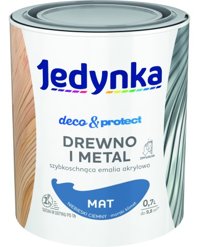 Jedynka Deco&Protect Drewno i Metal Mat Niebieski Ciemny 0,7L Jedynka Deco&Protect Drewno i Metal Mat Niebieski Ciemny 0,7L