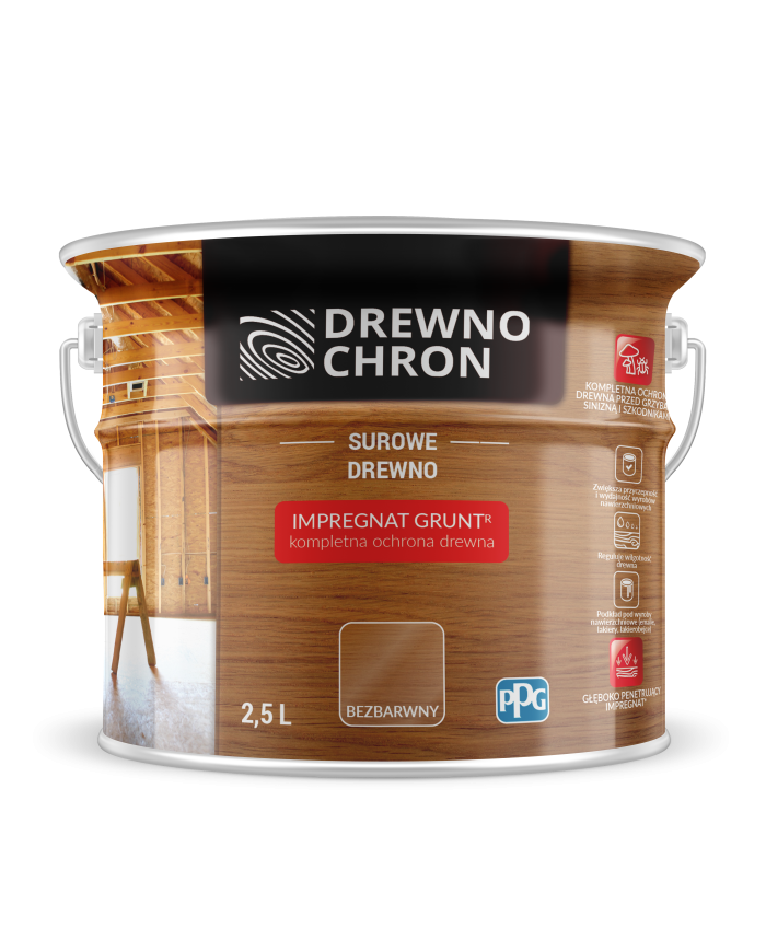 PPG Drewnoch. Impregnat Grunt R 2,5L - Ochrona Drewna PPG Drewnoch. Impregnat Grunt R 2,5L - Ochrona Drewna