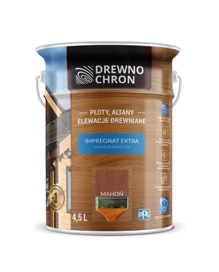 PPG Drewnoch. Impr. Ex. Powłok. Mahoniowy 4,5L - Najlepsza Ochrona! PPG Drewnoch. Impr. Ex. Powłok. Mahoniowy 4,5L - Najlepsza Ochrona!