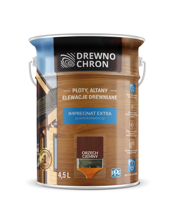 PPG Drewnoch. Impr. Ex. Powłok. Orzech Ciemny 4,5L - Wysoka Jakość PPG Drewnoch. Impr. Ex. Powłok. Orzech Ciemny 4,5L - Wysoka Jakość