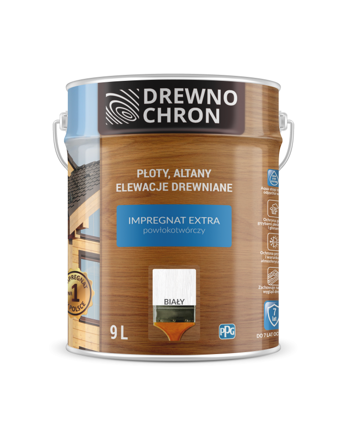 PPG Drewnoch. Impr. Ex. Powłok. Biały 9L - Wysoka Jakość i Ochrona