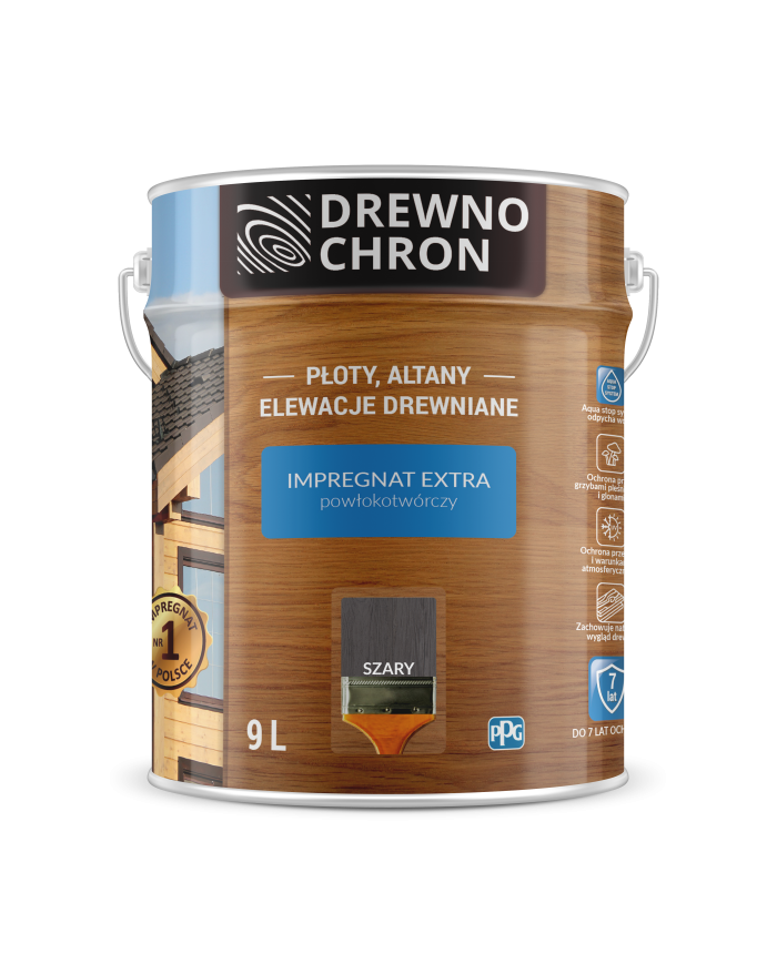 PPG Drewnoch. Impr. Ex. Powłok. Szary 9L - Wysoka Jakość i Trwałość