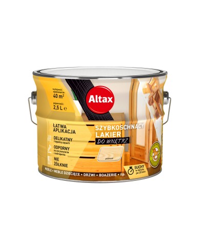 ALTAX Szybkoschnący Lakier do Wnętrz 2.5L Bezbarwny Półmat ALTAX Szybkoschnący Lakier do Wnętrz 2.5L Bezbarwny Półmat
