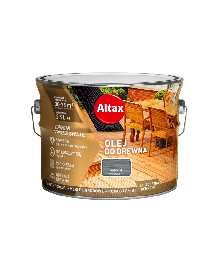 ALTAX Olej do Drewna 2,5 L Antracyt - Ochrona i Estetyka ALTAX Olej do Drewna 2,5 L Antracyt - Ochrona i Estetyka
