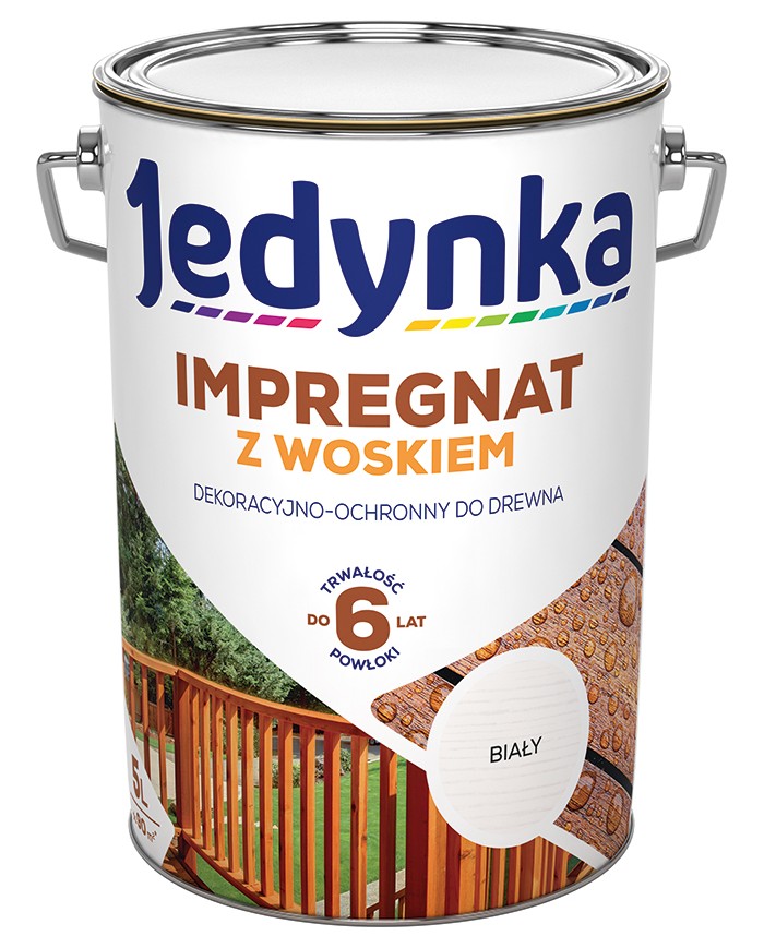 Jedynka Impregnat do Drewna z Woskiem Biały 5L - Najlepsza Ochrona Jedynka Impregnat do Drewna z Woskiem Biały 5L - Najlepsza Ochrona