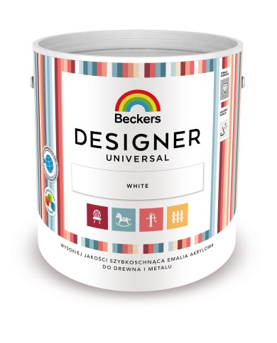BECKERS DESIGNER UNIVERSAL WHITE 2,5L - Farba do wnętrz BECKERS DESIGNER UNIVERSAL WHITE 2,5L - Farba do wnętrz