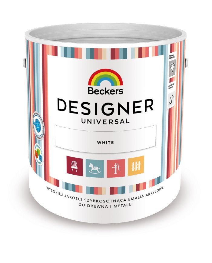 BECKERS DESIGNER UNIVERSAL WHITE 2,5L - Farba do wnętrz BECKERS DESIGNER UNIVERSAL WHITE 2,5L - Farba do wnętrz