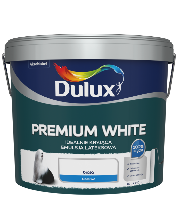 AKZO DULUX Premium White 10L - Farba najwyższej jakości