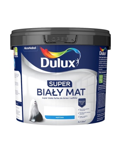 AKZO Dulux Super Biały Mat 3L - Farba o Doskonałej Jakości AKZO Dulux Super Biały Mat 3L - Farba o Doskonałej Jakości