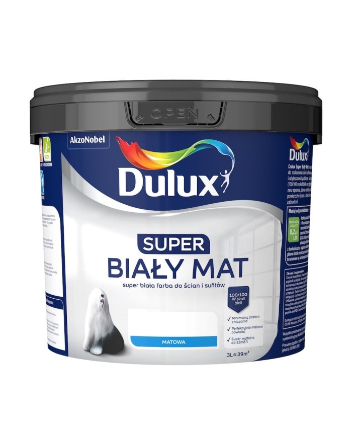 AKZO Dulux Super Biały Mat 3L - Farba o Doskonałej Jakości AKZO Dulux Super Biały Mat 3L - Farba o Doskonałej Jakości