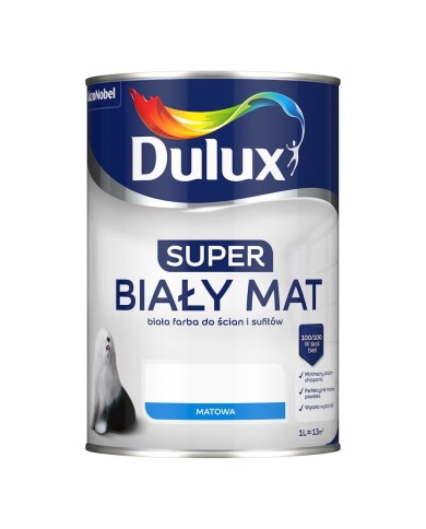 AKZO Dulux Super Biały Mat 1L - Farba o Doskonałej Jakości AKZO Dulux Super Biały Mat 1L - Farba o Doskonałej Jakości
