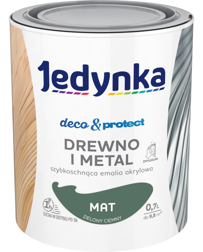 Jedynka Deco&Protect Drewno i Metal Mat Zielony Ciemny 0,7L Jedynka Deco&Protect Drewno i Metal Mat Zielony Ciemny 0,7L