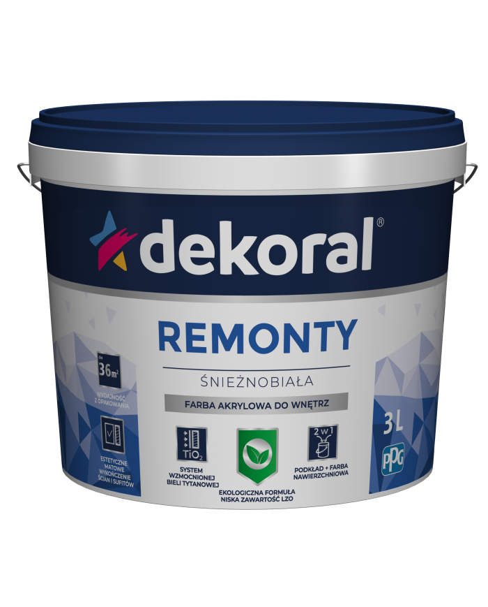 PPG Dekoral Remonty 3L - Farba do wnętrz, trwałość i jakość PPG Dekoral Remonty 3L - Farba do wnętrz, trwałość i jakość