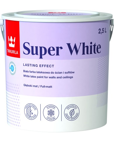 SUPER WHITE 2,5L - Najlepsza farba do wnętrz | Wysoka jakość SUPER WHITE 2,5L - Najlepsza farba do wnętrz | Wysoka jakość