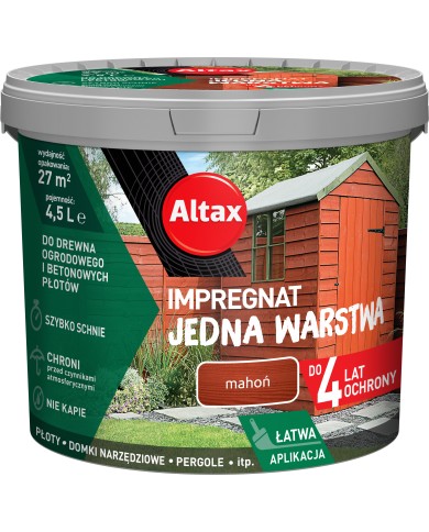 Jedna Warstwa 4Lata 4,5L - Mahoniowy Lakier do Drewna Jedna Warstwa 4Lata 4,5L - Mahoniowy Lakier do Drewna