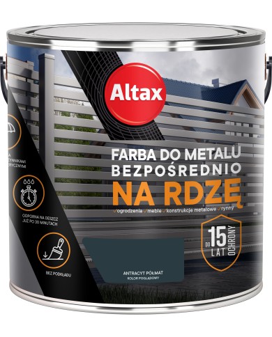 ALTAX Farba do metalu 2,5 L Antracyt Półmat - Wysoka Jakość ALTAX Farba do metalu 2,5 L Antracyt Półmat - Wysoka Jakość
