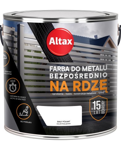 ALTAX Farba do metalu 2,5 L BIAŁY PÓŁMAT - Wysoka jakość! ALTAX Farba do metalu 2,5 L BIAŁY PÓŁMAT - Wysoka jakość!