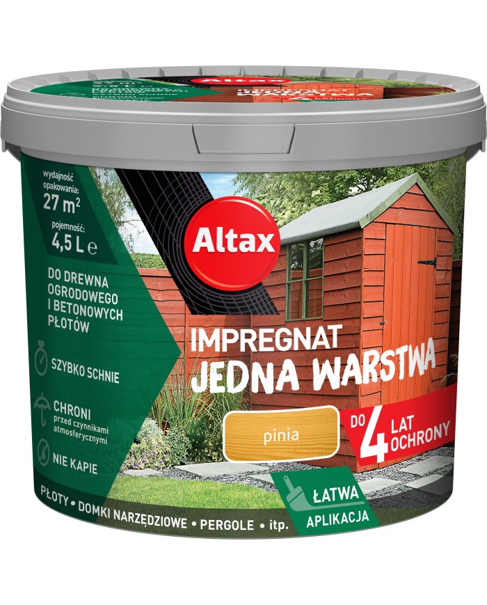 Jedna Warstwa 4Lata 4,5L Pinia - Idealna Farba do Drewna Jedna Warstwa 4Lata 4,5L Pinia - Idealna Farba do Drewna