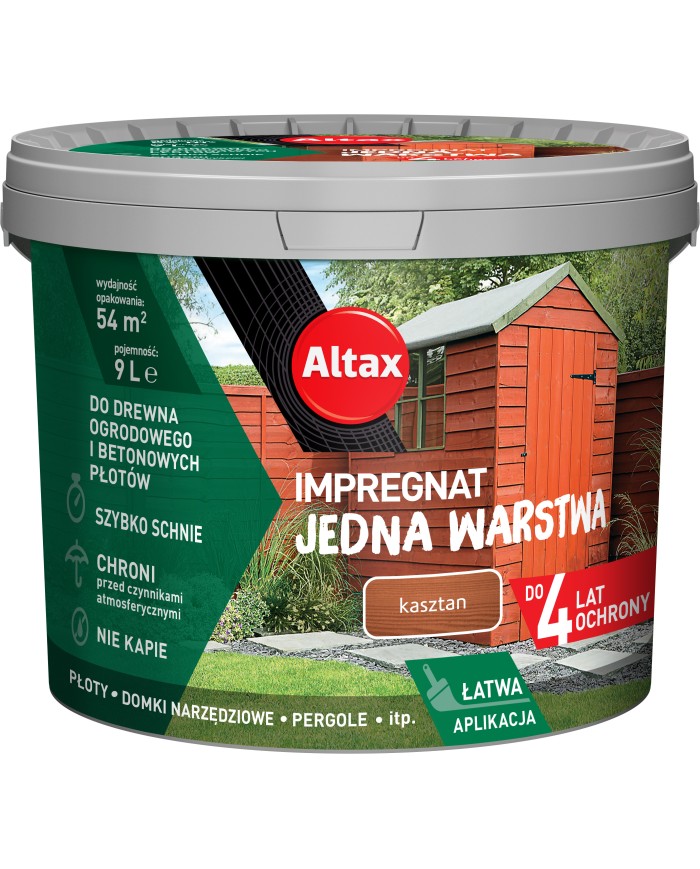 Jedna Warstwa 4Lata 9,0L Kasztan - Trwałość i Estetyka Jedna Warstwa 4Lata 9,0L Kasztan - Trwałość i Estetyka