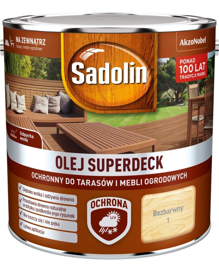 AKZO Sadolin Superdeck Bezbarwny 2,5L - Ochrona i Estetyka AKZO Sadolin Superdeck Bezbarwny 2,5L - Ochrona i Estetyka
