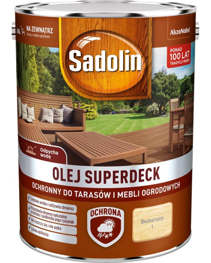 AKZO SADOLIN SUPERDECK olej bezbarwny 1.5L - Najlepsza ochrona