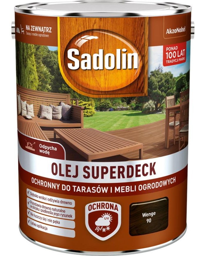 AKZO SADOLIN SUPERDECK Olej Wenge 90 5L - Najlepsza Ochrona Drewna