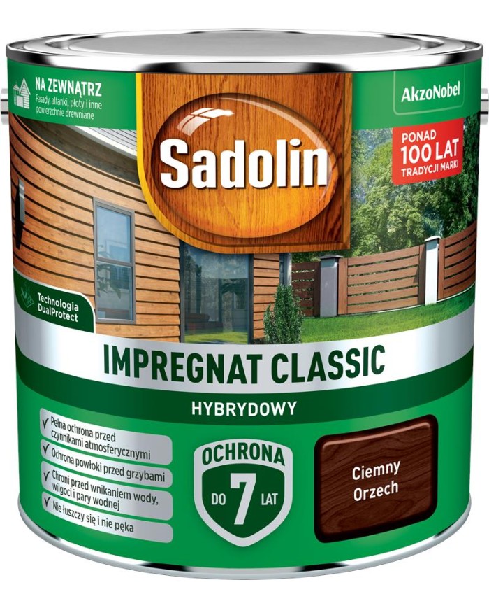 AKZO Sadolin Classic Hybrydowy Ciemny Orzech 2,5L - Wysoka Jakość