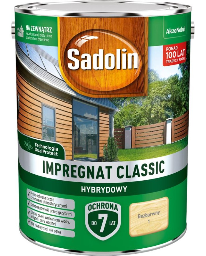 AKZO Sadolin Classic Hybrydowy Bezbarwny 4,5L - Wysoka Jakość