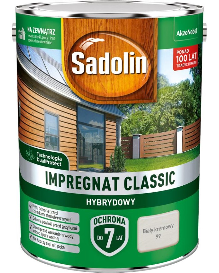 AKZO Sadolin Classic Hybrydowy Biały Krem 4,5L - Wysoka Jakość